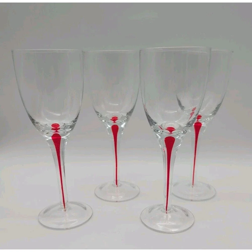 Pier 1 Red Teardrop Water Goblets 8.25